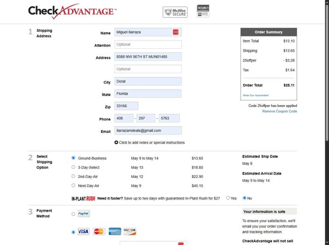 Check Advantage checkout page showing Check Advantage coupon code box | Screenshot taken by SimplyCodes community member on May 5, 2025