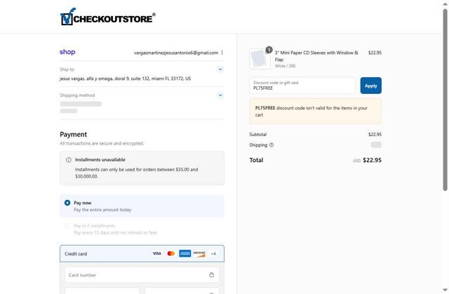CheckOutStore checkout page showing CheckOutStore coupon code box | Screenshot taken by SimplyCodes community member on Sep 4, 2025