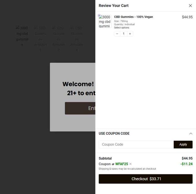 Cheef Botanicals checkout page showing Cheef Botanicals coupon code box | Screenshot taken by SimplyCodes community member on May 29, 2025