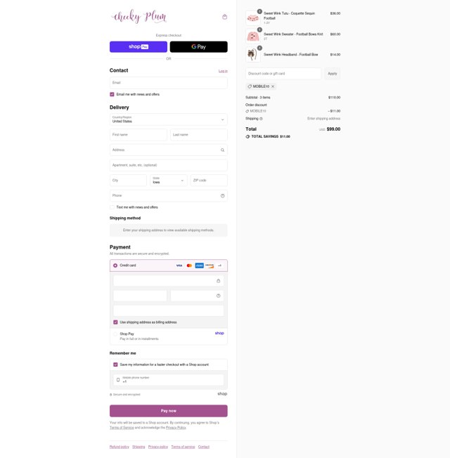 Cheeky Plum checkout page showing Cheeky Plum discount code box | Screenshot taken by SimplyCodes community member on Aug 23, 2025