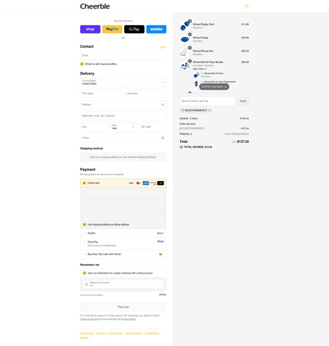 Cheerble checkout page showing Cheerble discount code box | Screenshot taken by SimplyCodes community member on Sep 7, 2025