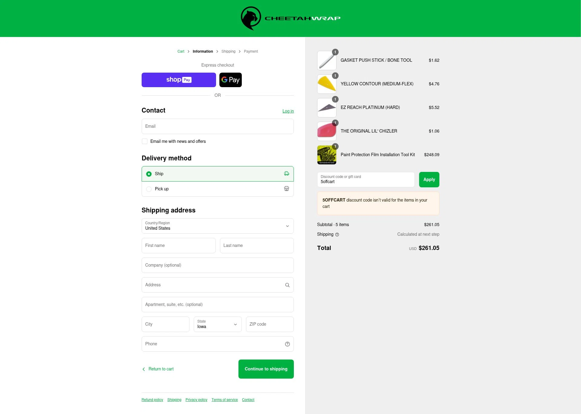 CheetahWrap checkout page showing CheetahWrap discount code box | Screenshot taken by SimplyCodes community member on Aug 25, 2025