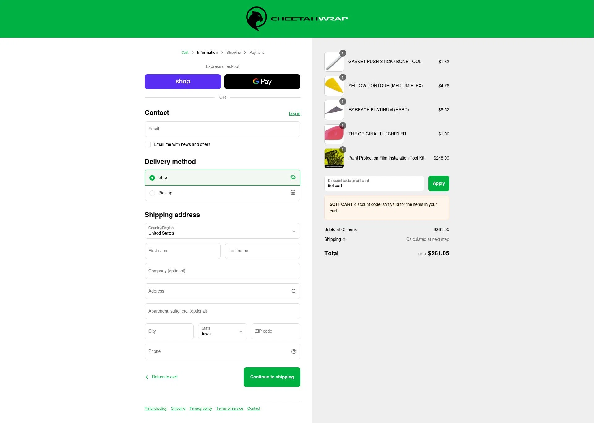 CheetahWrap checkout page showing CheetahWrap discount code box | Screenshot taken by SimplyCodes community member on Sep 2, 2025