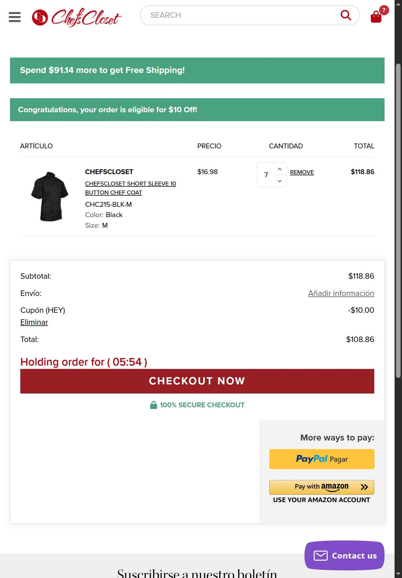 Chefs Closet checkout page showing Chefs Closet promo code box | Screenshot taken by SimplyCodes community member on Nov 3, 2025