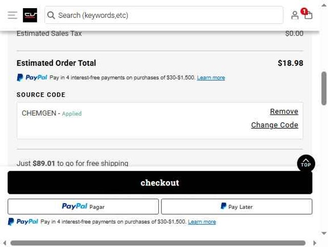 ChefUniforms.com checkout page showing ChefUniforms.com promo code box | Screenshot taken by SimplyCodes community member on Aug 18, 2025