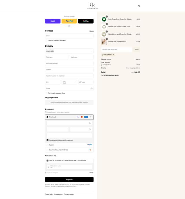 Chelsea King checkout page showing Chelsea King discount code box | Screenshot taken by SimplyCodes community member on Sep 11, 2025