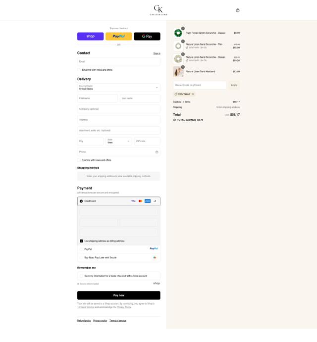 Chelsea King checkout page showing Chelsea King discount code box | Screenshot taken by SimplyCodes community member on Sep 11, 2025