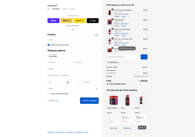 Cheribundi checkout page showing Cheribundi discount code box | Screenshot taken by SimplyCodes community member on Sep 2, 2025