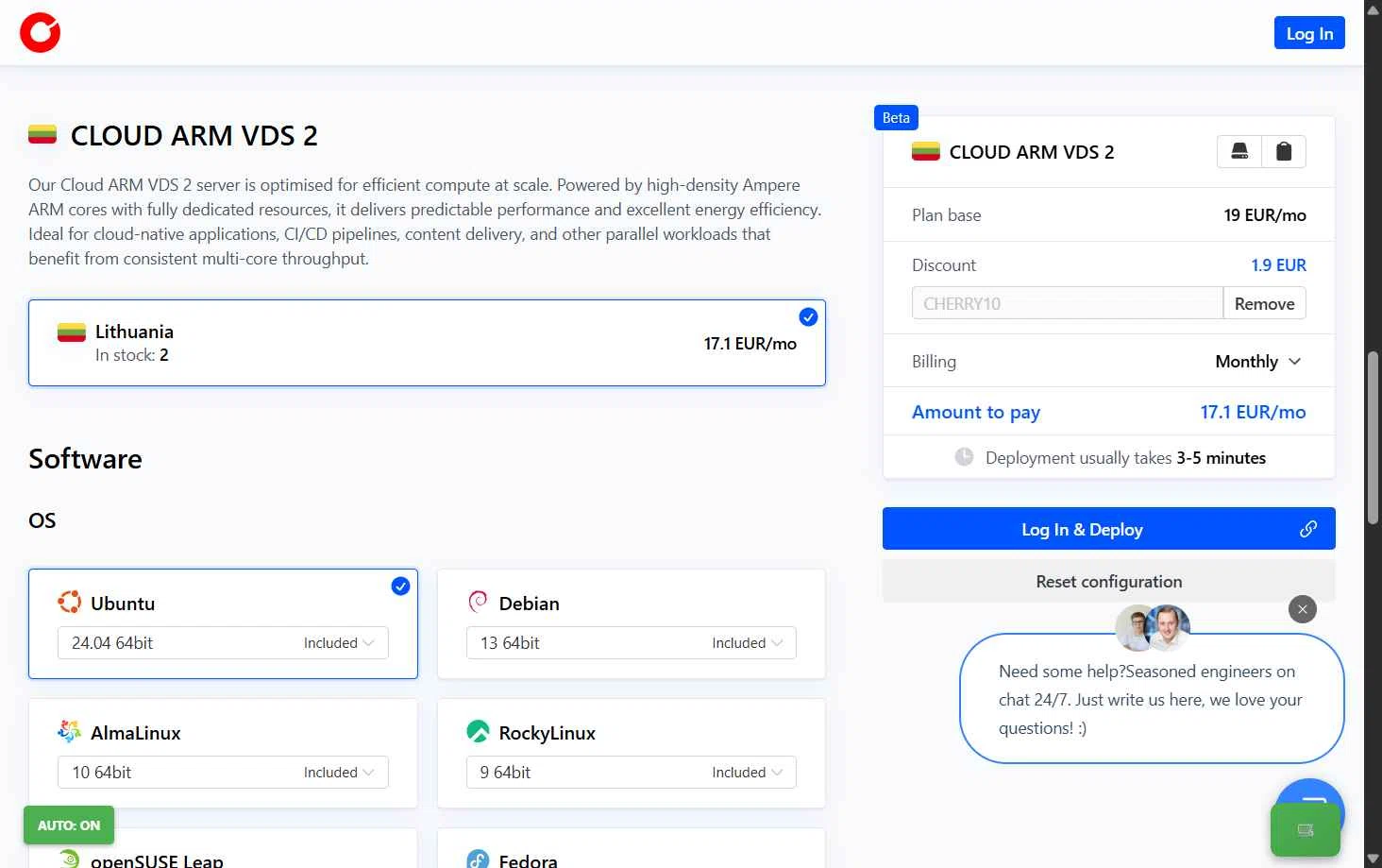Cherry Servers checkout page showing Cherry Servers discount code box | Screenshot taken by SimplyCodes community member on Nov 8, 2025