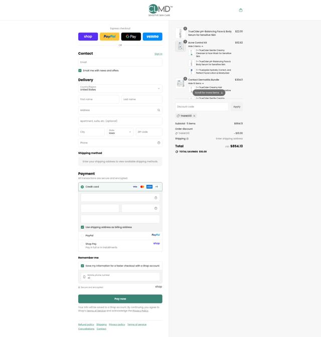 Cheryl Lee MD checkout page showing Cheryl Lee MD discount code box | Screenshot taken by SimplyCodes community member on Sep 10, 2025