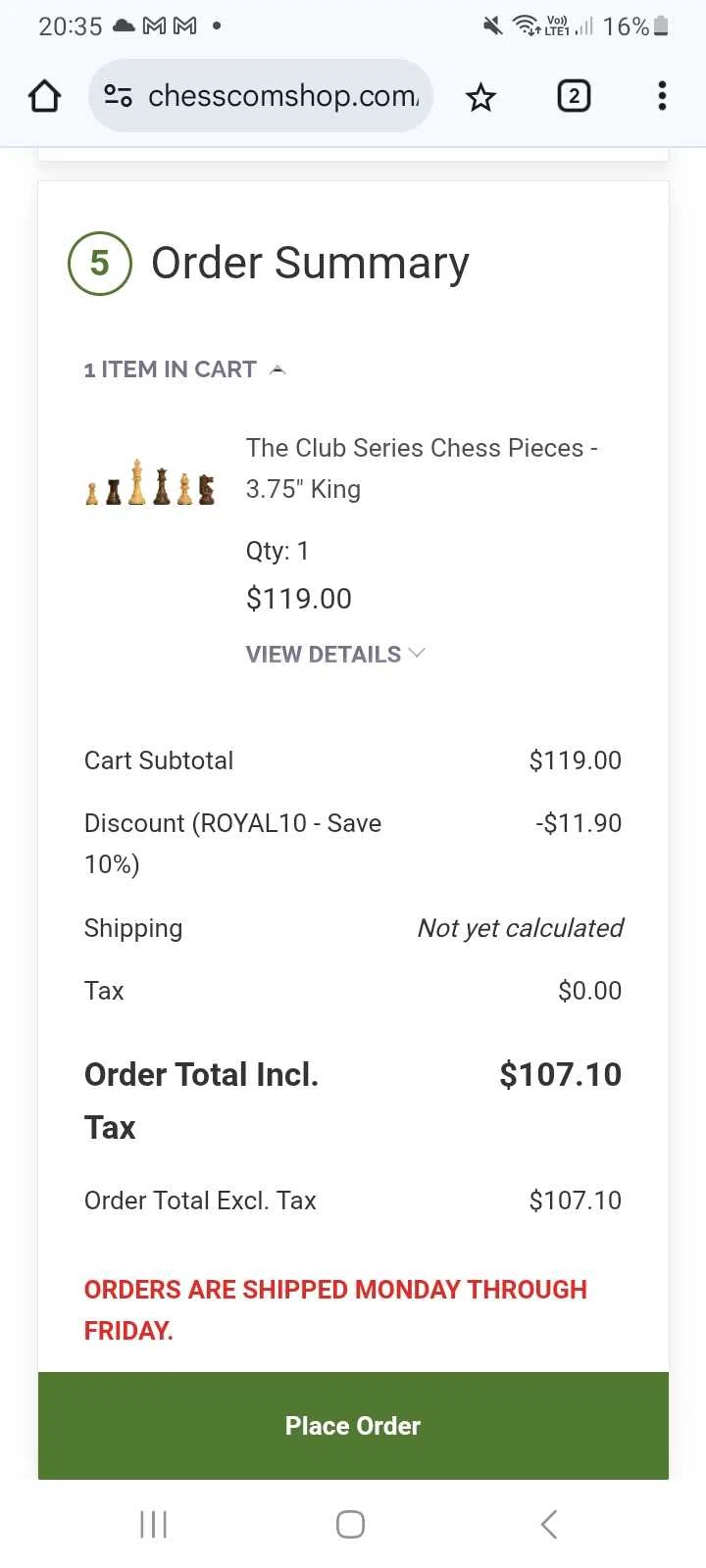 Chess.com promo code screenshot showing code ROYAL10 applied at Chess.com checkout page. Uploaded by SimplyCodes community member Celebrity on Oct 14, 2025
