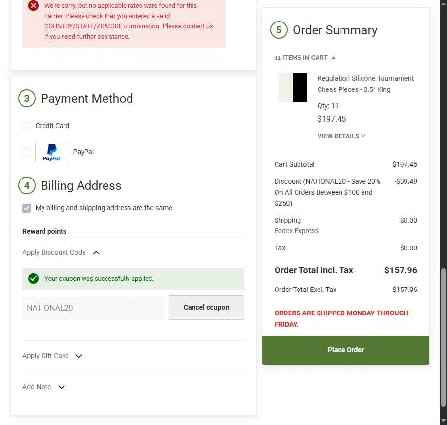 Chess.com checkout page showing Chess.com promo code box | Screenshot taken by SimplyCodes community member on Oct 8, 2025