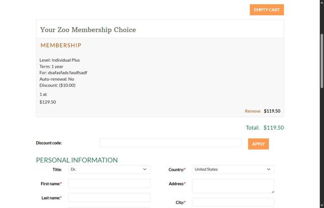 Cheyenne Mountain Zoo checkout page showing Cheyenne Mountain Zoo discount code box | Screenshot taken by SimplyCodes community member on May 11, 2025