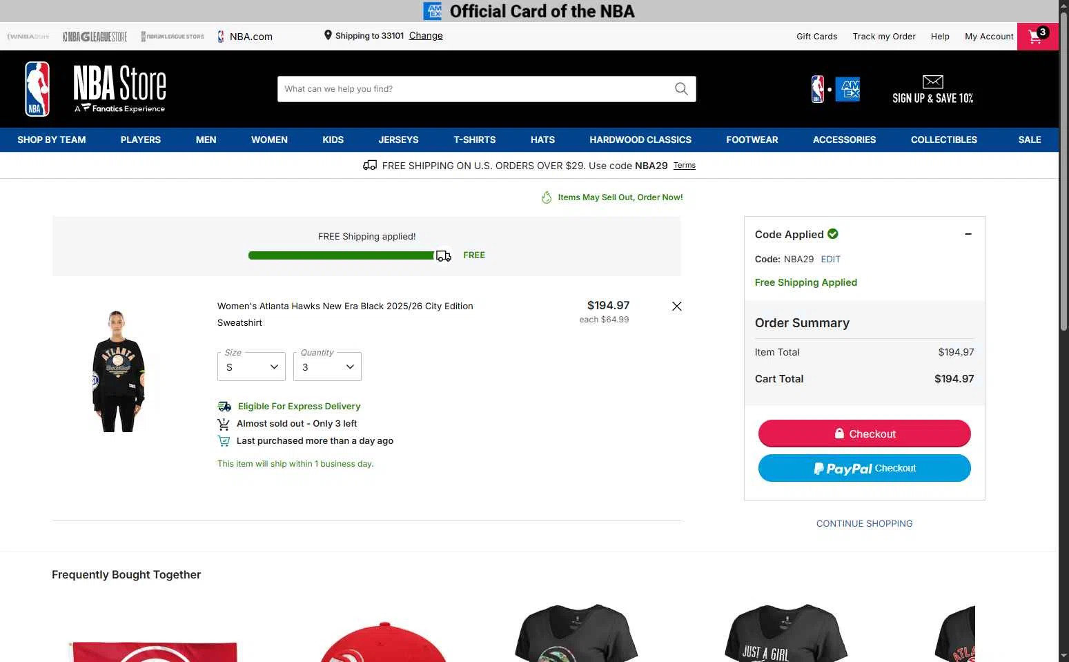 Chicago Bulls checkout page showing Chicago Bulls promo code box | Screenshot taken by SimplyCodes community member on Feb 4, 2026