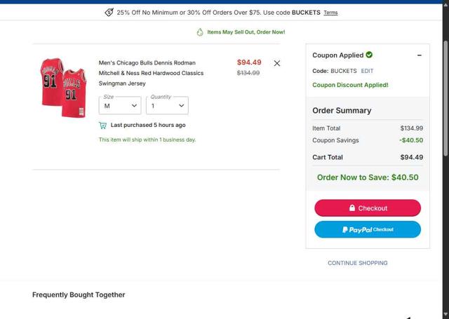 Chicago Bulls checkout page showing Chicago Bulls promo code box | Screenshot taken by SimplyCodes community member on Sep 30, 2025