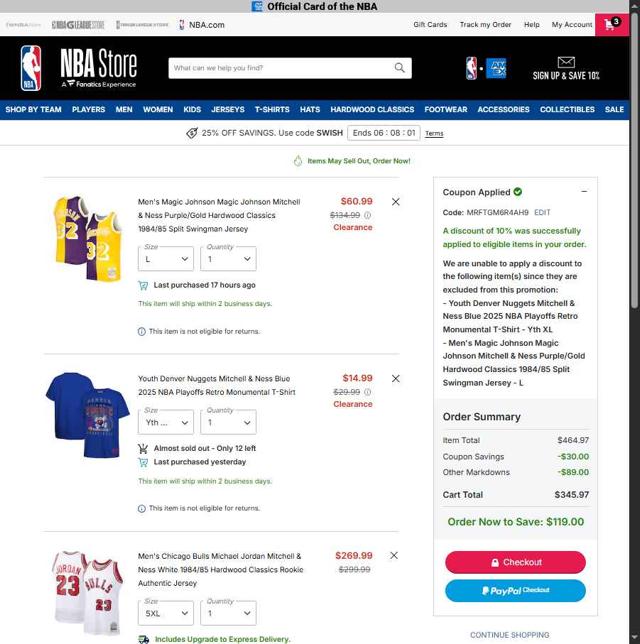 Chicago Bulls checkout page showing Chicago Bulls promo code box | Screenshot taken by SimplyCodes community member on Sep 3, 2025