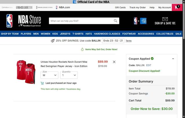 Chicago Bulls checkout page showing Chicago Bulls promo code box | Screenshot taken by SimplyCodes community member on Sep 9, 2025
