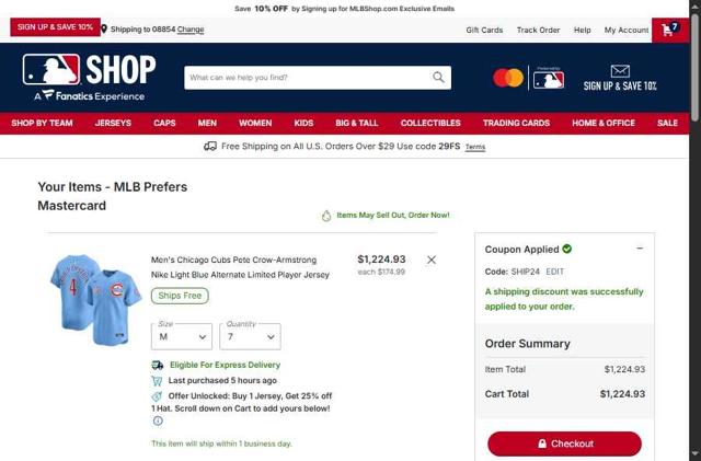 Chicago Cubs checkout page showing Chicago Cubs promo code box | Screenshot taken by SimplyCodes community member on Sep 5, 2025
