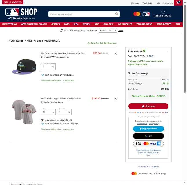 Chicago Cubs checkout page showing Chicago Cubs promo code box | Screenshot taken by SimplyCodes community member on Feb 27, 2026