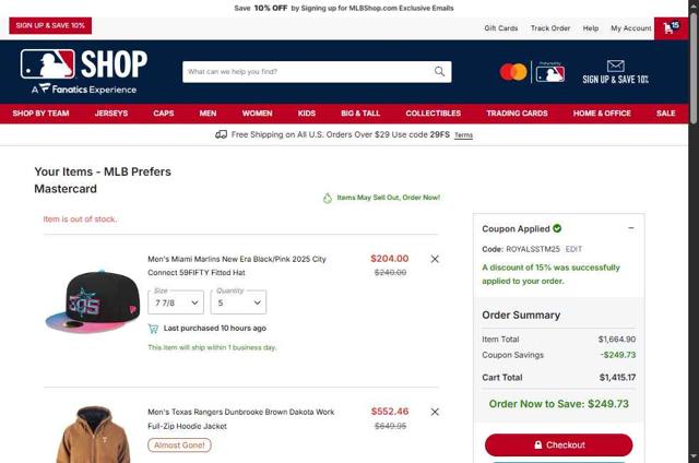 Chicago Cubs checkout page showing Chicago Cubs promo code box | Screenshot taken by SimplyCodes community member on Sep 5, 2025