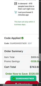 GUARDIANSSTM26 coupon verification screenshot