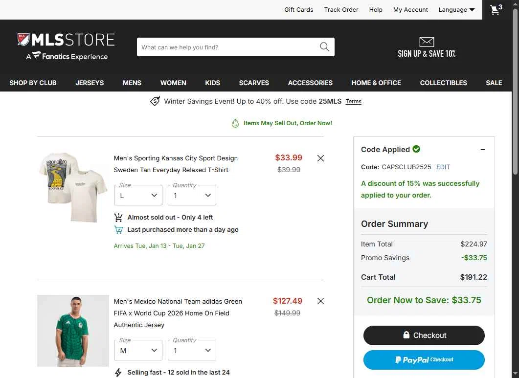 Chicago Fire checkout page showing Chicago Fire promo code box | Screenshot taken by SimplyCodes community member on Dec 27, 2025