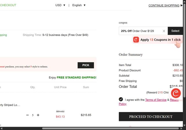 ChicMe checkout page showing ChicMe coupon code box | Screenshot taken by SimplyCodes community member on Aug 26, 2025
