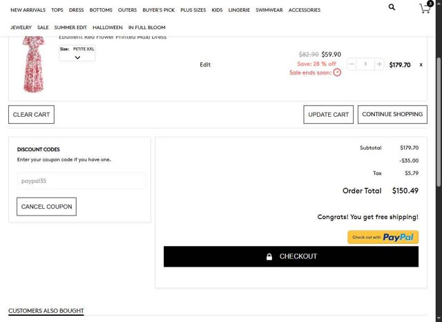 Chicwish checkout page showing Chicwish promo code box | Screenshot taken by SimplyCodes community member on Jul 14, 2025