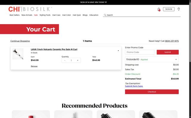 CHI checkout page showing CHI promo code box | Screenshot taken by SimplyCodes community member on Jul 11, 2025