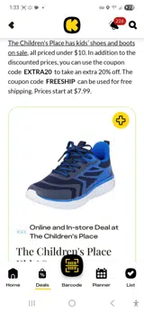 The Children's Place coupon verification screenshot