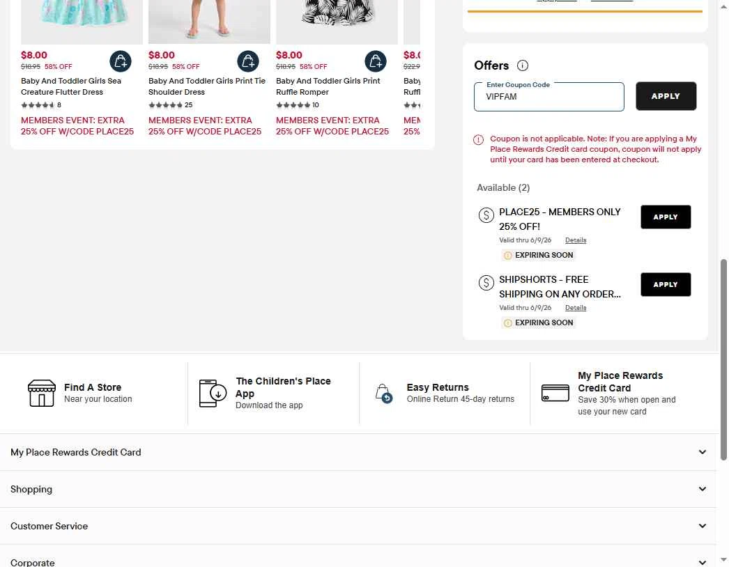 Verification screenshot for 20% Off Storewide at The Children's Place at The Children's Place — 15d ago