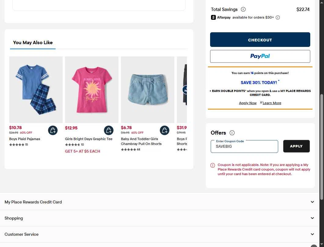 Verification screenshot for Save up to 20 Percent Off Storewide (minimum Order $100) at The Children's Place - 2mo ago