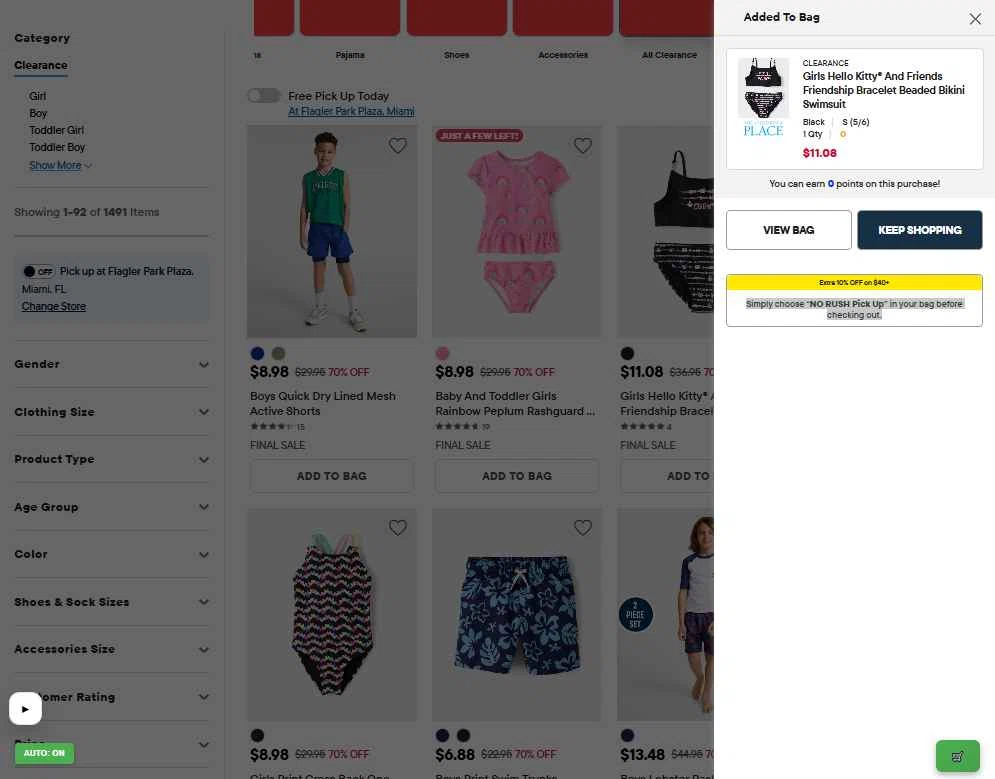 Verification screenshot for Buy 3 Get 1 Free on Clearance Items (must Order 4) at the Children's Place Clearance Items at The Children's Place - 4d ago