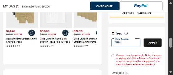 Verification screenshot for 40% Off Clearance Items at The Children's Place at The Children's Place - 12d ago
