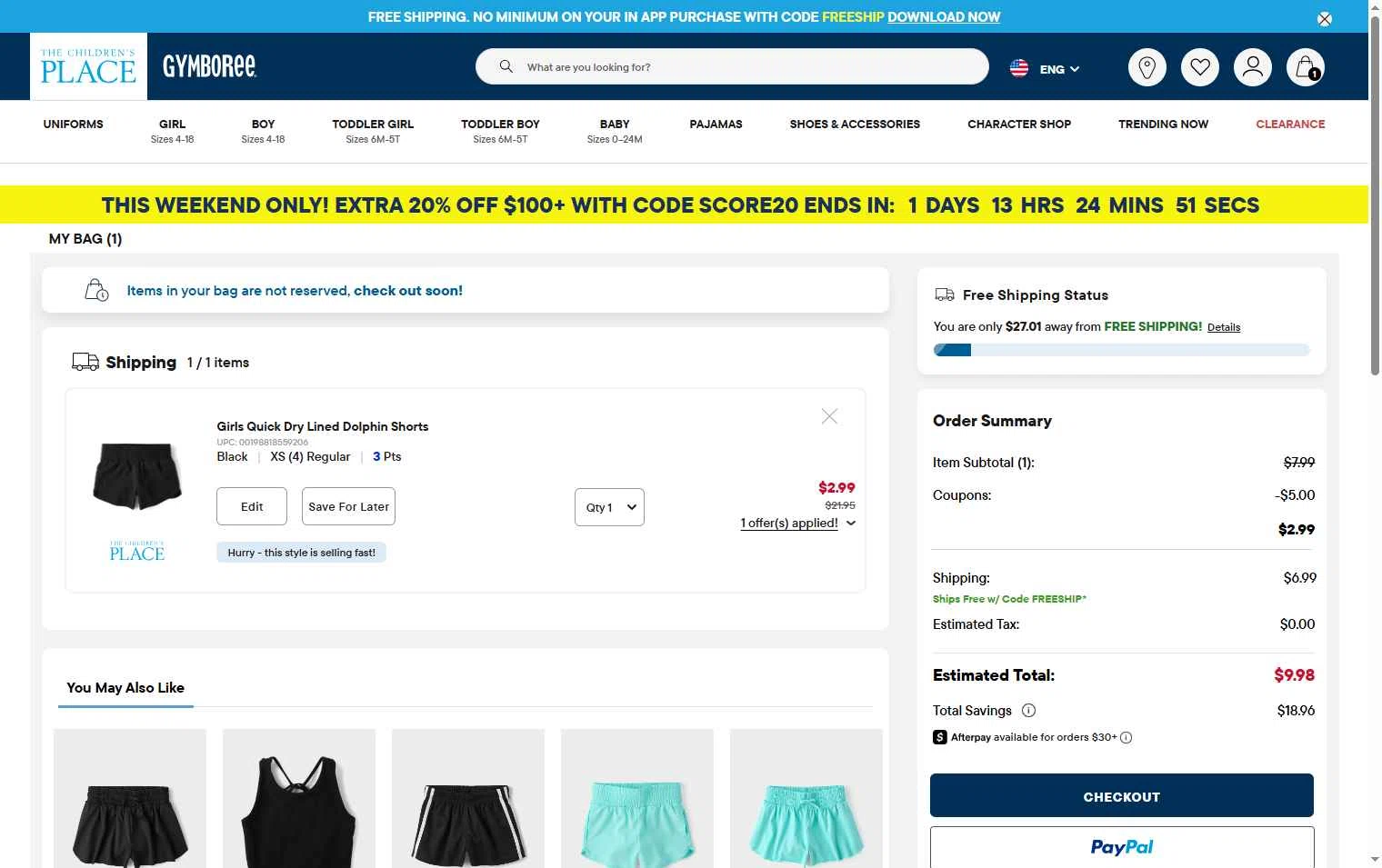 Verification screenshot for $5 Off Storewide at The Children's Place — 8d ago