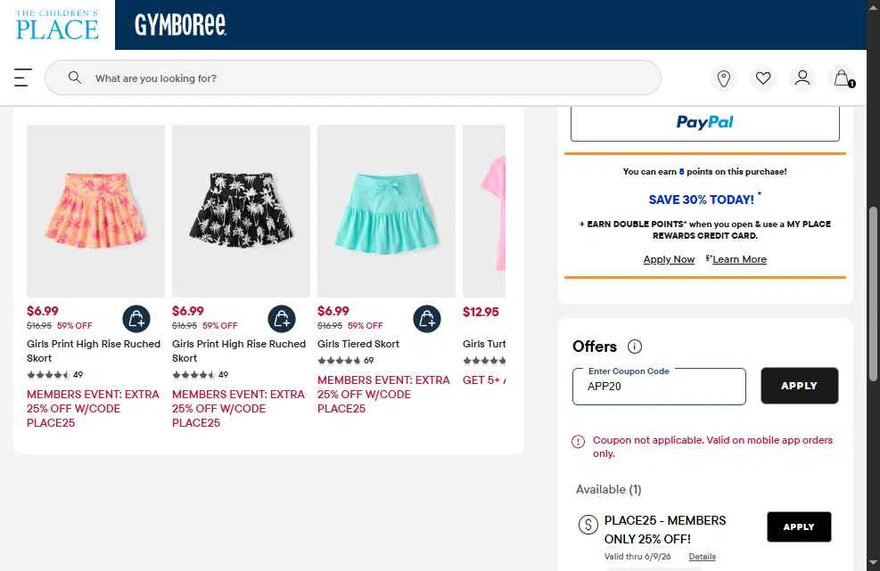 Verification screenshot for 20% Off Clearance at The Children's Place — 19d ago