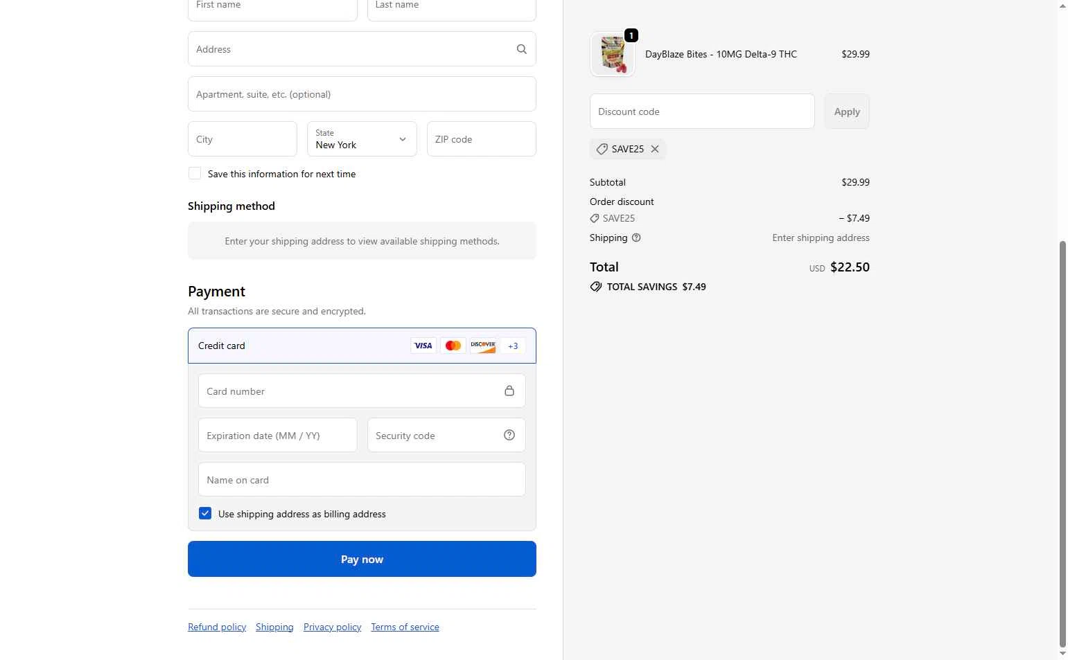 ChillaBites checkout page showing ChillaBites promo code box | Screenshot taken by SimplyCodes community member on Oct 22, 2025