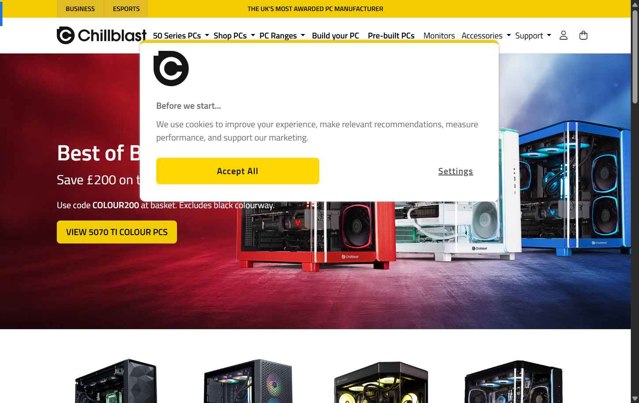 Chillblast checkout page showing Chillblast discount code box | Screenshot taken by SimplyCodes community member on May 7, 2025