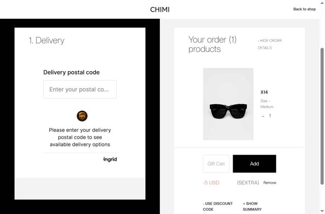 Chimi Eyewear checkout page showing Chimi Eyewear discount code box | Screenshot taken by SimplyCodes community member on Aug 3, 2025