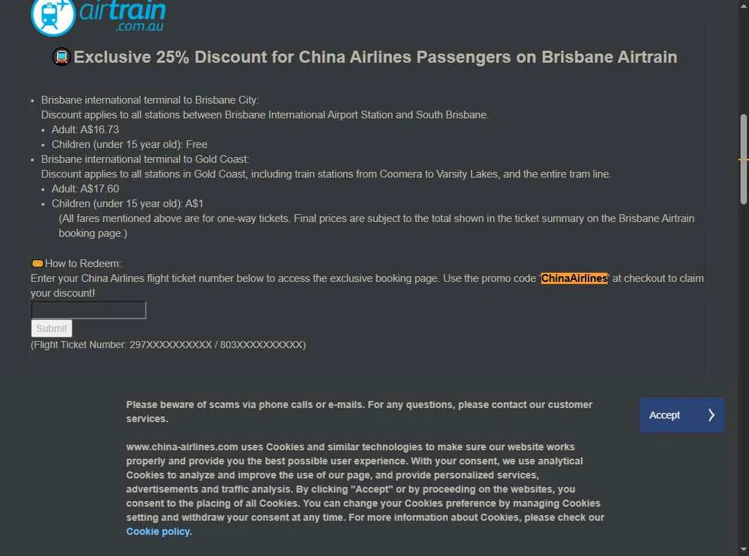 China Airlines checkout page showing China Airlines promo code box | Screenshot taken by SimplyCodes community member on Oct 12, 2025