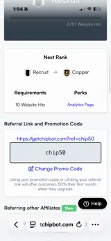 chip50 coupon verification screenshot