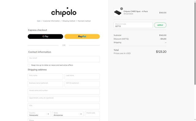 Chipolo checkout page showing Chipolo discount code box | Screenshot taken by SimplyCodes community member on Jul 25, 2025