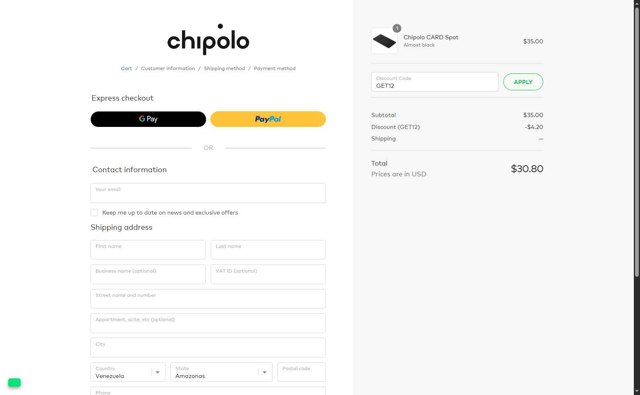 Chipolo checkout page showing Chipolo discount code box | Screenshot taken by SimplyCodes community member on Jul 25, 2025