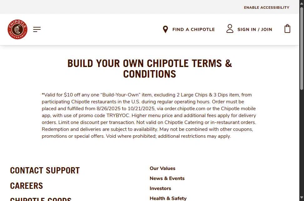 Chipotle Promo Codes (2 Verified) - $10 Off w/Code Oct 2025