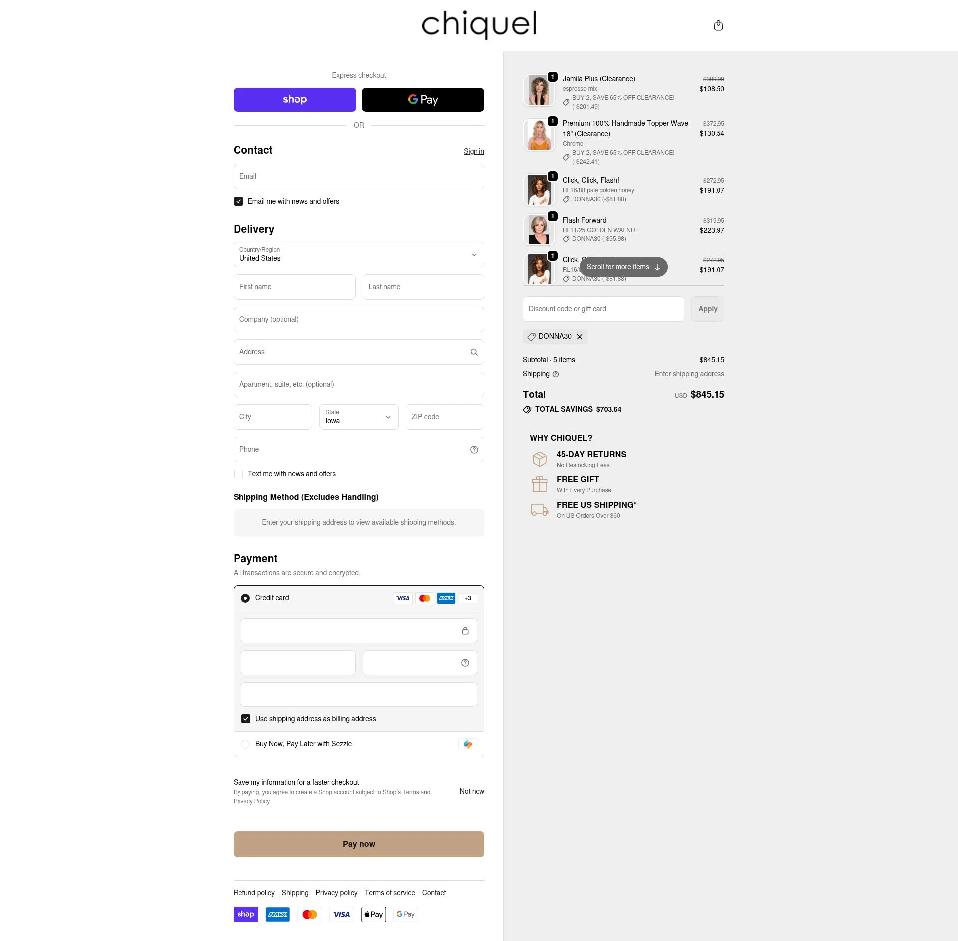 Chiquel checkout page showing Chiquel discount code box | Screenshot taken by SimplyCodes community member on Feb 14, 2026
