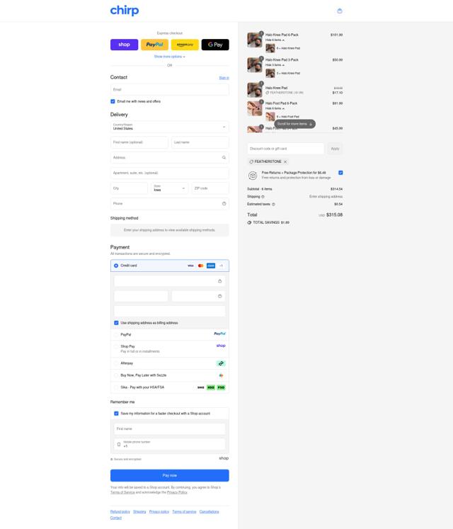 Chirp checkout page showing Chirp discount code box | Screenshot taken by SimplyCodes community member on Sep 12, 2025