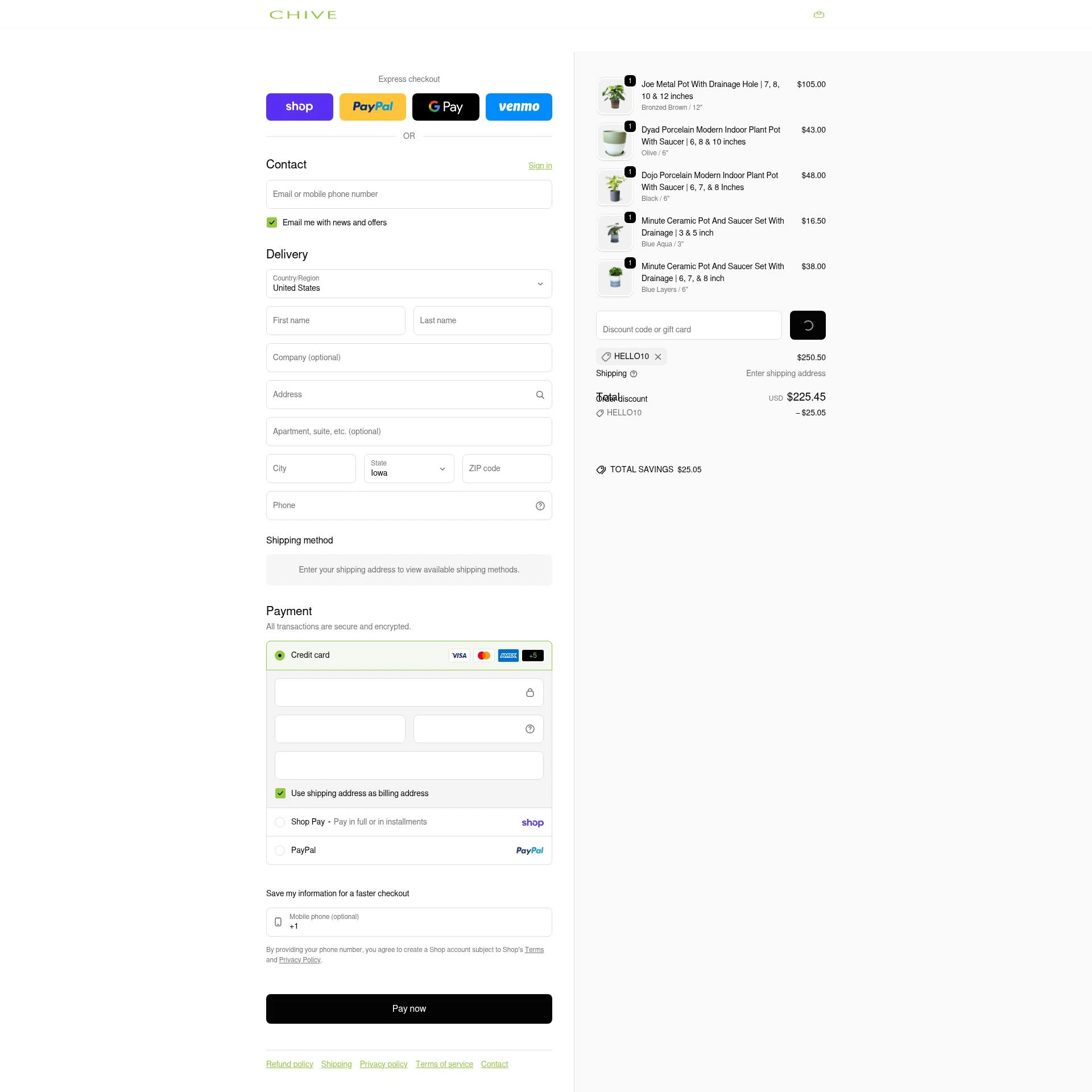 Chive checkout page showing Chive promo code box | Screenshot taken by SimplyCodes community member on Jan 31, 2026