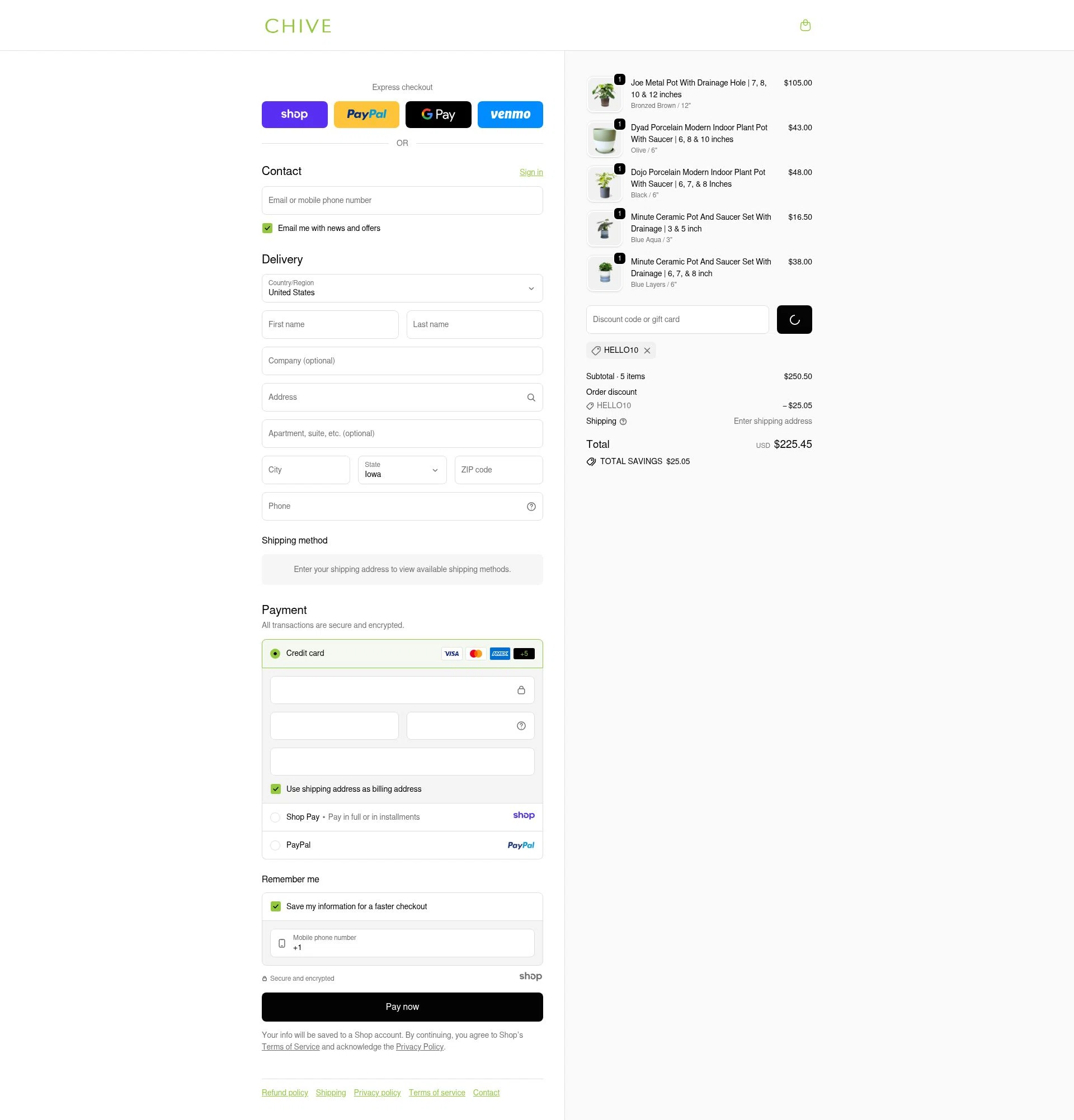 Chive checkout page showing Chive promo code box | Screenshot taken by SimplyCodes community member on Jan 17, 2026