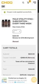 FRIEND44 coupon verification screenshot