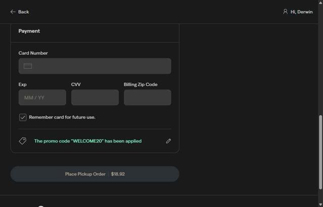 ChowNow checkout page showing ChowNow promo code box | Screenshot taken by SimplyCodes community member on Sep 1, 2025